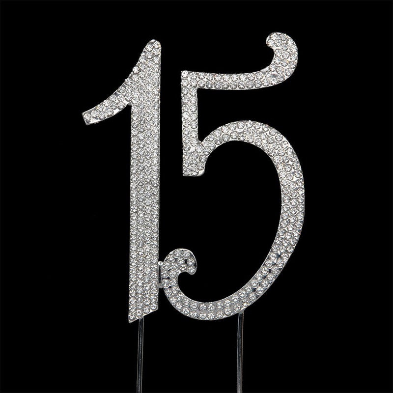 Hatcher lee Bling Crystal Rhinestone 15 Birthday Cake Topper - Best Keepsake | 15th Party Decorations Silver - Image 4